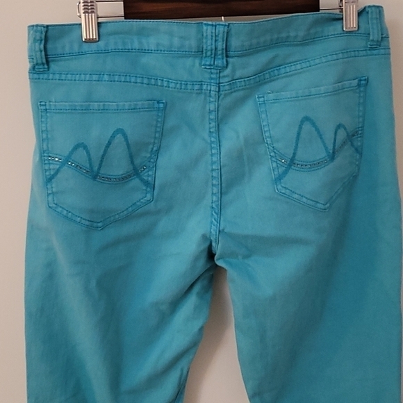 NY&C Turquoise Lowrise Denim Trousers 34 x 32 Size 12 - Picture 3 of 8